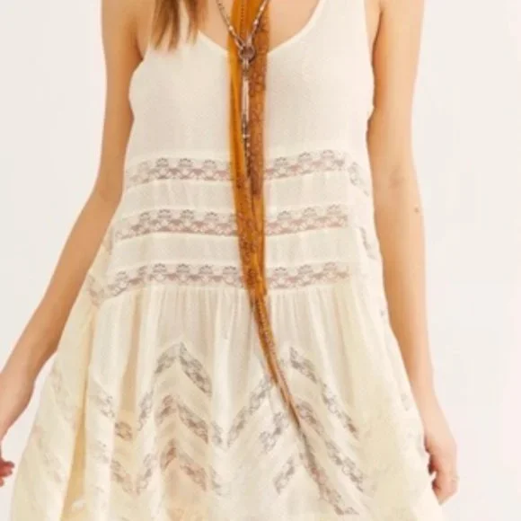 Free People | Dresses | Free People Trapeze Rayon Voile Lace Slip Dress  Size Sp Boho Festival Summer | Poshmark